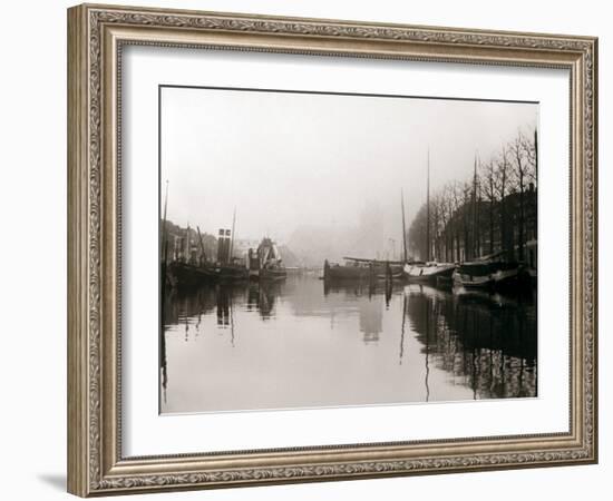 Canal Boats, Dordrecht, Netherlands, 1898-James Batkin-Framed Photographic Print