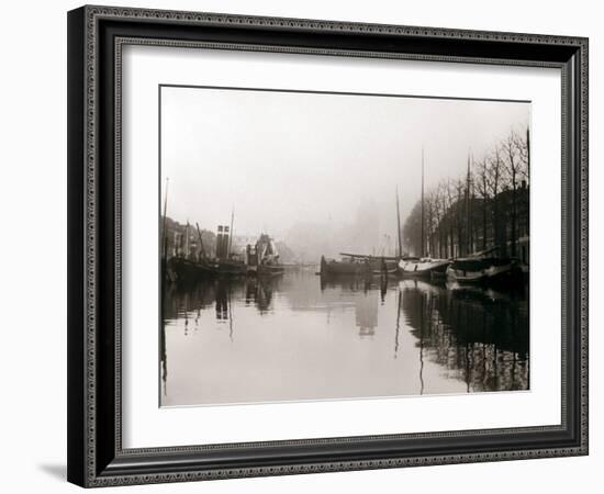 Canal Boats, Dordrecht, Netherlands, 1898-James Batkin-Framed Photographic Print