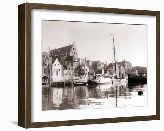 Canal Boats, Dordrecht, Netherlands, 1898-James Batkin-Framed Photographic Print