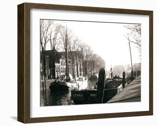 Canal Boats, Dordrecht, Netherlands, 1898-James Batkin-Framed Photographic Print