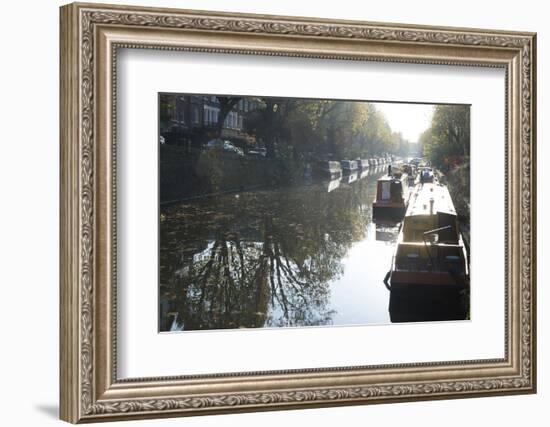 Canal Boats on the Regent's Canal, Little Venice, London, England, United Kingdom, Europe-Ethel Davies-Framed Photographic Print