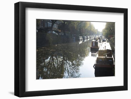 Canal Boats on the Regent's Canal, Little Venice, London, England, United Kingdom, Europe-Ethel Davies-Framed Photographic Print