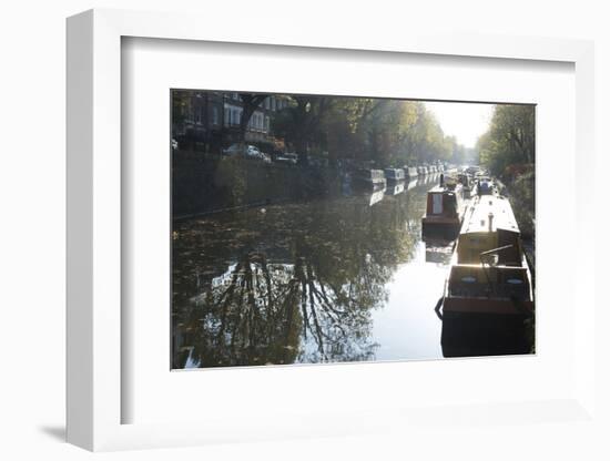 Canal Boats on the Regent's Canal, Little Venice, London, England, United Kingdom, Europe-Ethel Davies-Framed Photographic Print