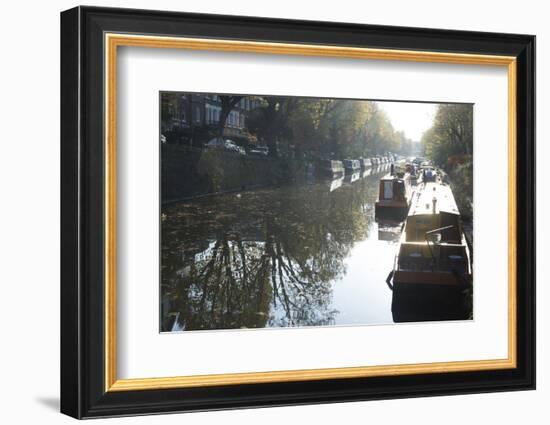 Canal Boats on the Regent's Canal, Little Venice, London, England, United Kingdom, Europe-Ethel Davies-Framed Photographic Print