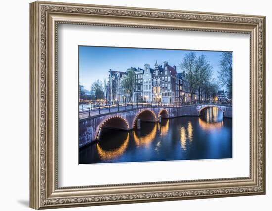 Canal Crossroads At Keizersgracht, Amsterdam, Netherlands-Francesco Riccardo Iacomino-Framed Photographic Print