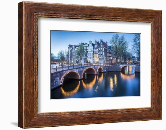 Canal Crossroads At Keizersgracht, Amsterdam, Netherlands-Francesco Riccardo Iacomino-Framed Photographic Print