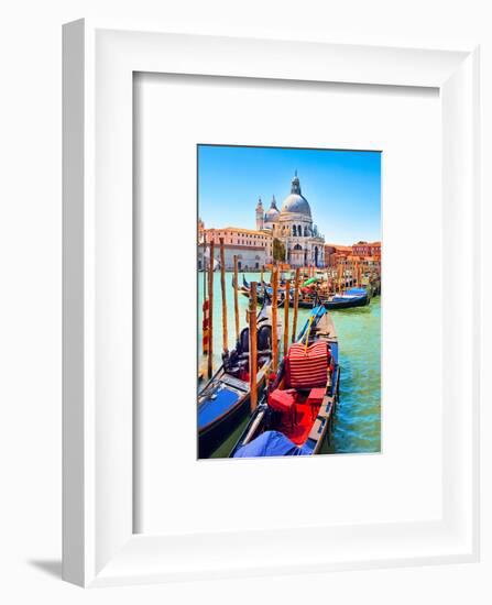 Canal Gondolas & Church Venice-null-Framed Art Print