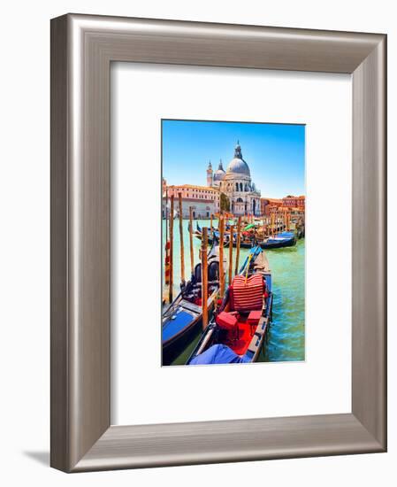 Canal Gondolas & Church Venice-null-Framed Art Print