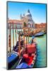 Canal Gondolas & Church Venice-null-Mounted Art Print