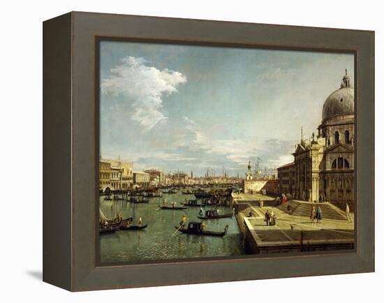 Canal Grande and the church Sta. Maria Salute in Venice.-Canaletto-Framed Premier Image Canvas