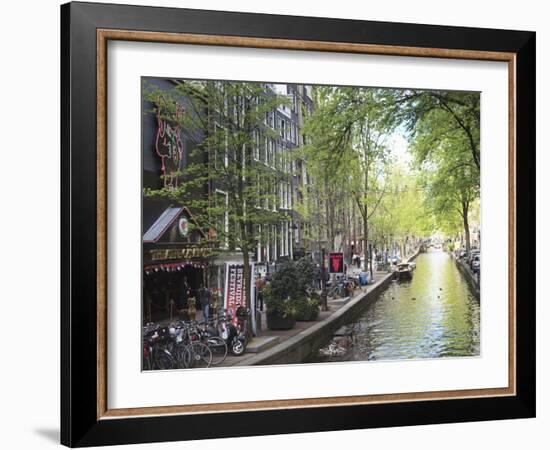 Canal in the Red Light District, Amsterdam, Netherlands, Europe-Amanda Hall-Framed Photographic Print