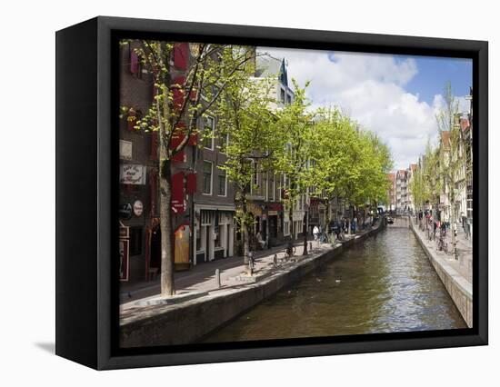 Canal in the Red Light District, Amsterdam, Netherlands, Europe-Amanda Hall-Framed Premier Image Canvas