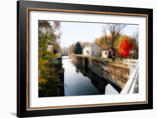 Canal Lock Fall Scene, Kingston, New Jersey-George Oze-Framed Photographic Print