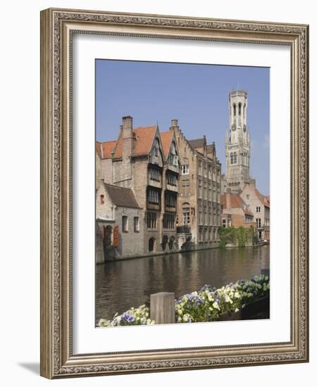 Canal of Traditional Flemish Gables and Belfry, Brugge, UNESCO World Heritage Site, Belgium-James Emmerson-Framed Photographic Print