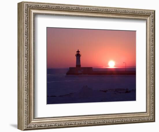 Canal Park Lighthouse at Dawn, Canal Park, Duluth, Minnesota, USA-Maresa Pryor-Framed Photographic Print