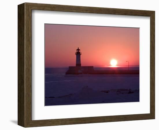 Canal Park Lighthouse at Dawn, Canal Park, Duluth, Minnesota, USA-Maresa Pryor-Framed Photographic Print