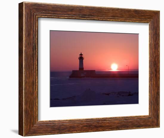 Canal Park Lighthouse at Dawn, Canal Park, Duluth, Minnesota, USA-Maresa Pryor-Framed Photographic Print