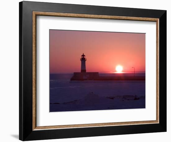 Canal Park Lighthouse at Dawn, Canal Park, Duluth, Minnesota, USA-Maresa Pryor-Framed Photographic Print