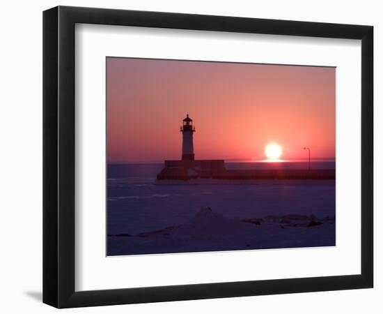 Canal Park Lighthouse at Dawn, Canal Park, Duluth, Minnesota, USA-Maresa Pryor-Framed Photographic Print