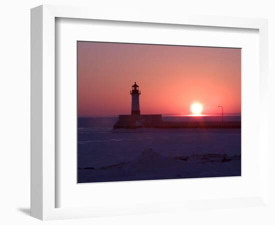 Canal Park Lighthouse at Dawn, Canal Park, Duluth, Minnesota, USA-Maresa Pryor-Framed Photographic Print
