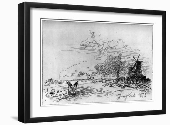 Canal Pres Rotterdam, (Canal Near Rotterda) C1830-1890-Johan Barthold Jongkind-Framed Giclee Print