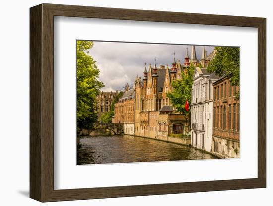 Canal scene, Bruges, West Flanders, Belgium.-Michael DeFreitas-Framed Photographic Print