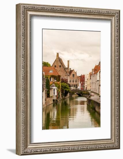 Canal scene, Bruges, West Flanders, Belgium.-Michael DeFreitas-Framed Photographic Print