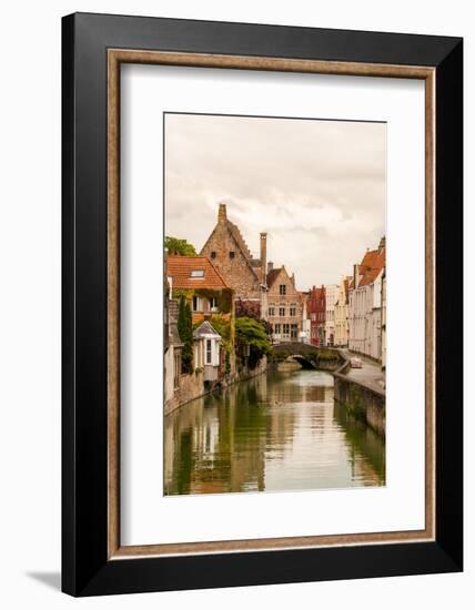 Canal scene, Bruges, West Flanders, Belgium.-Michael DeFreitas-Framed Photographic Print