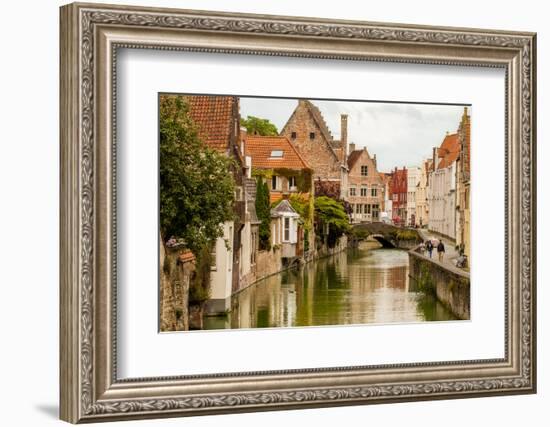 Canal scene, Bruges, West Flanders, Belgium.-Michael DeFreitas-Framed Photographic Print