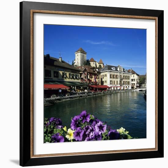 Canal Side Restaurants Below the Chateau, Annecy, Lake Annecy, Rhone Alpes, France, Europe-Stuart Black-Framed Photographic Print