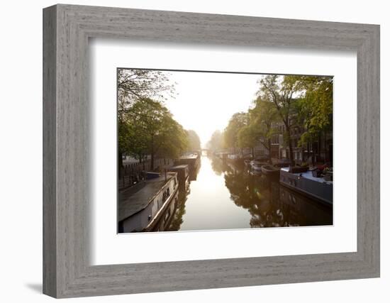 Canal, Sunrise, Amsterdam, the Netherlands, North Holland-Peter Adams-Framed Photographic Print