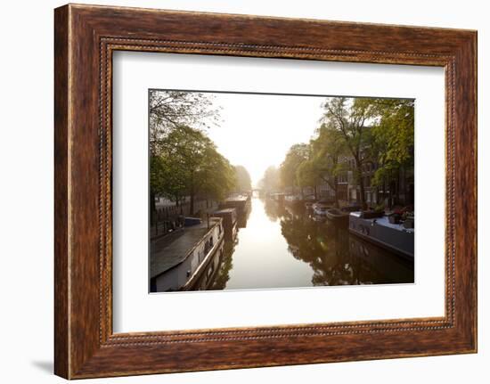 Canal, Sunrise, Amsterdam, the Netherlands, North Holland-Peter Adams-Framed Photographic Print