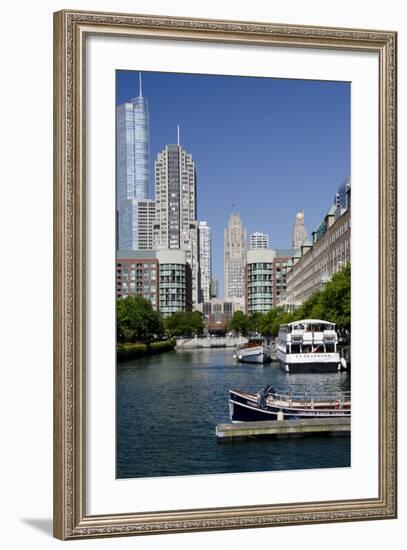 Canal View of the Chicago's Magnificent Mile City Skyline, Chicago, Illinois-Cindy Miller Hopkins-Framed Photographic Print