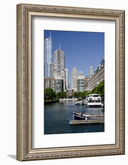 Canal View of the Chicago's Magnificent Mile City Skyline, Chicago, Illinois-Cindy Miller Hopkins-Framed Photographic Print