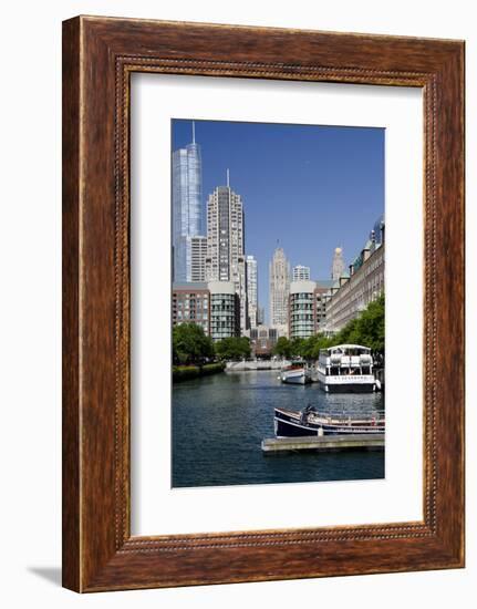 Canal View of the Chicago's Magnificent Mile City Skyline, Chicago, Illinois-Cindy Miller Hopkins-Framed Photographic Print