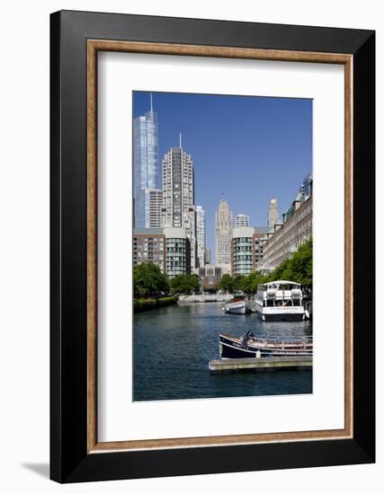 Canal View of the Chicago's Magnificent Mile City Skyline, Chicago, Illinois-Cindy Miller Hopkins-Framed Photographic Print