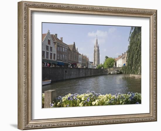 Canal View with the Spire of the Church of Our Lady, Brugge, Belgium, Europe-James Emmerson-Framed Photographic Print