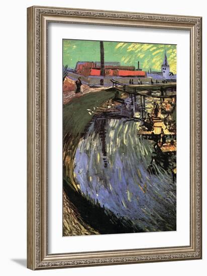 Canal with Women Washing-Vincent van Gogh-Framed Art Print