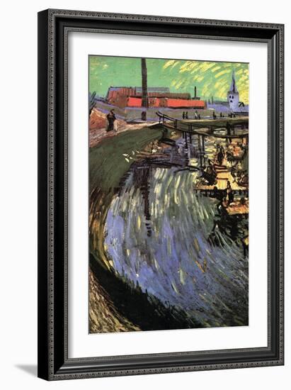 Canal with Women Washing-Vincent van Gogh-Framed Art Print
