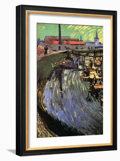 Canal with Women Washing-Vincent van Gogh-Framed Art Print