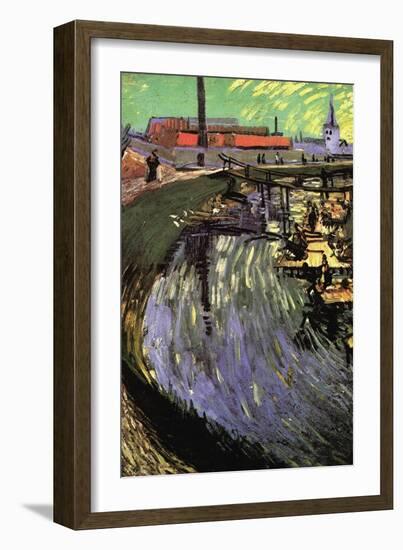 Canal with Women Washing-Vincent van Gogh-Framed Art Print