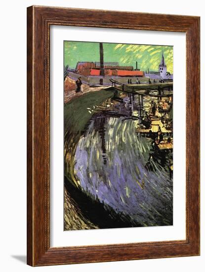 Canal with Women Washing-Vincent van Gogh-Framed Art Print