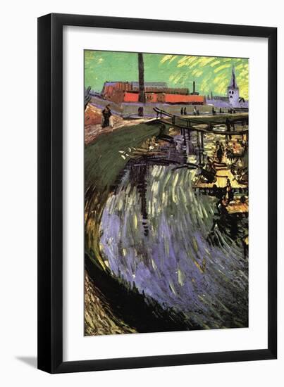 Canal with Women Washing-Vincent van Gogh-Framed Art Print