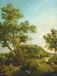 English Landscape Capriccio with a Palace, 1754-Canaletto-Giclee Print
