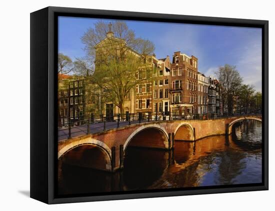 Canals at dusk, Amsterdam, Holland, Netherlands-Adam Jones-Framed Premier Image Canvas