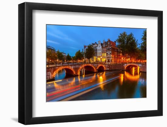 Canals in Amsterdam at Night-sborisov-Framed Photographic Print