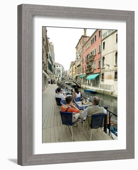 Canalside Cafe, Venice, Veneto, Italy-Ethel Davies-Framed Photographic Print