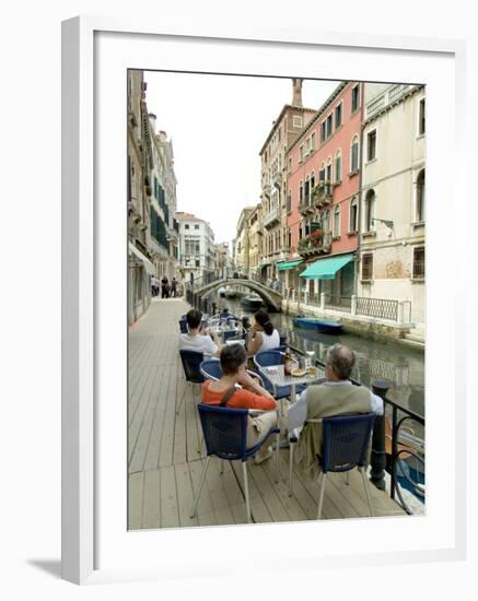 Canalside Cafe, Venice, Veneto, Italy-Ethel Davies-Framed Photographic Print