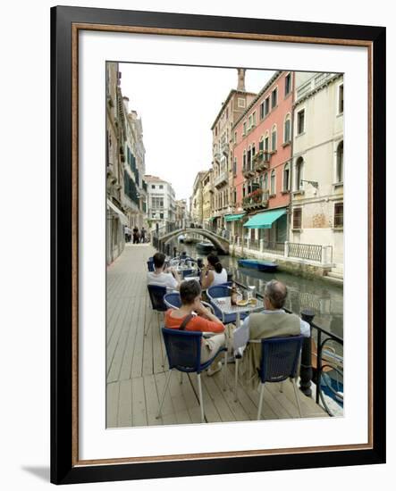 Canalside Cafe, Venice, Veneto, Italy-Ethel Davies-Framed Photographic Print