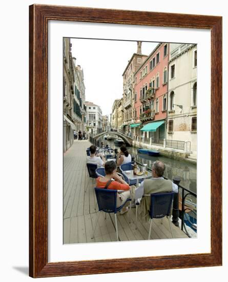 Canalside Cafe, Venice, Veneto, Italy-Ethel Davies-Framed Photographic Print